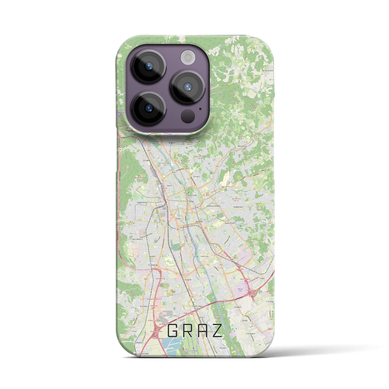 【グラーツ】地図柄iPhoneケース（バックカバータイプ・ナチュラル）iPhone 14 Pro 用
