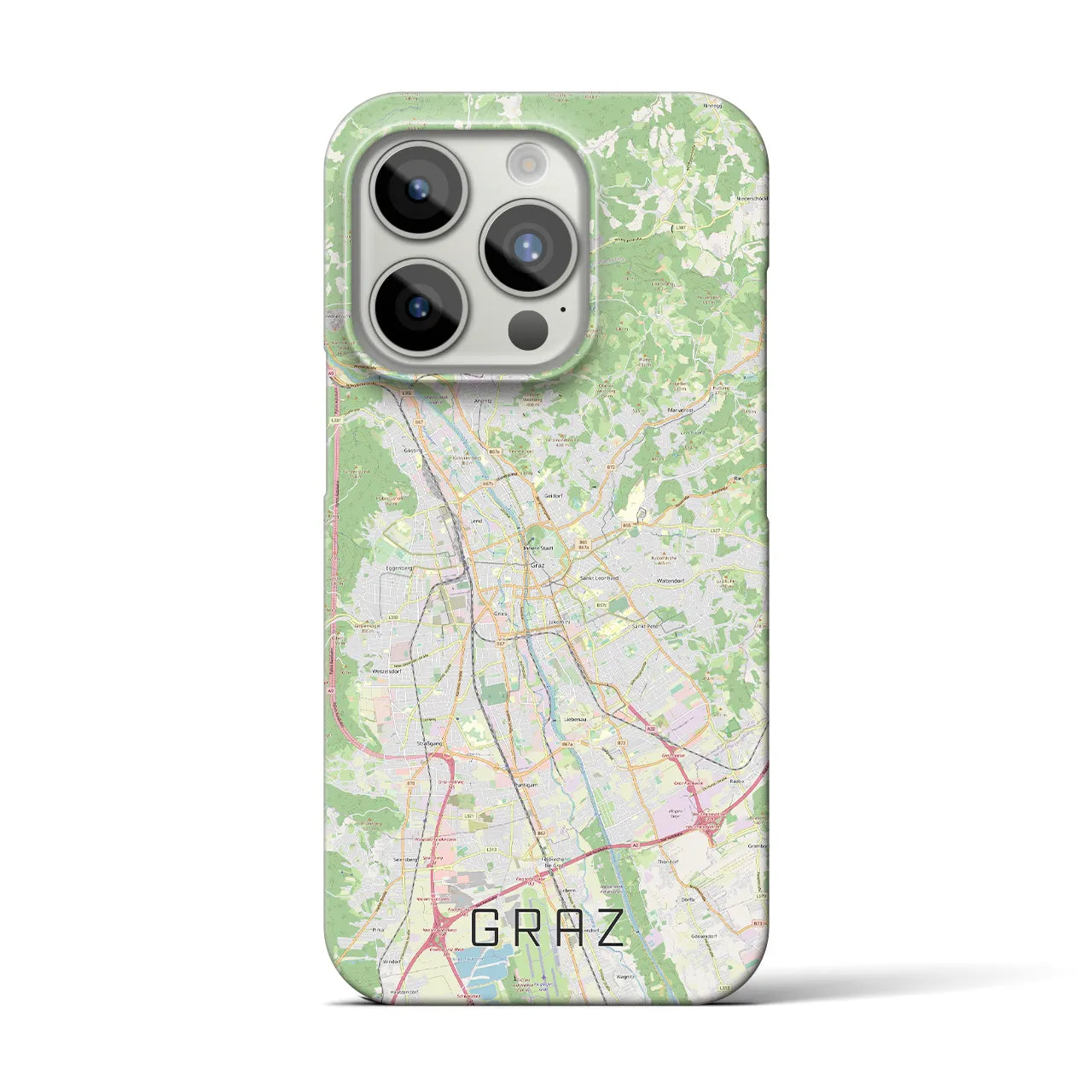 【グラーツ】地図柄iPhoneケース（バックカバータイプ・ナチュラル）iPhone 15 Pro 用