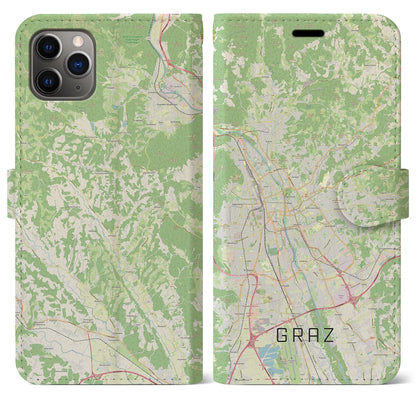 【グラーツ（オーストリア）】地図柄iPhoneケース（手帳タイプ）ナチュラル・iPhone 11 Pro Max 用