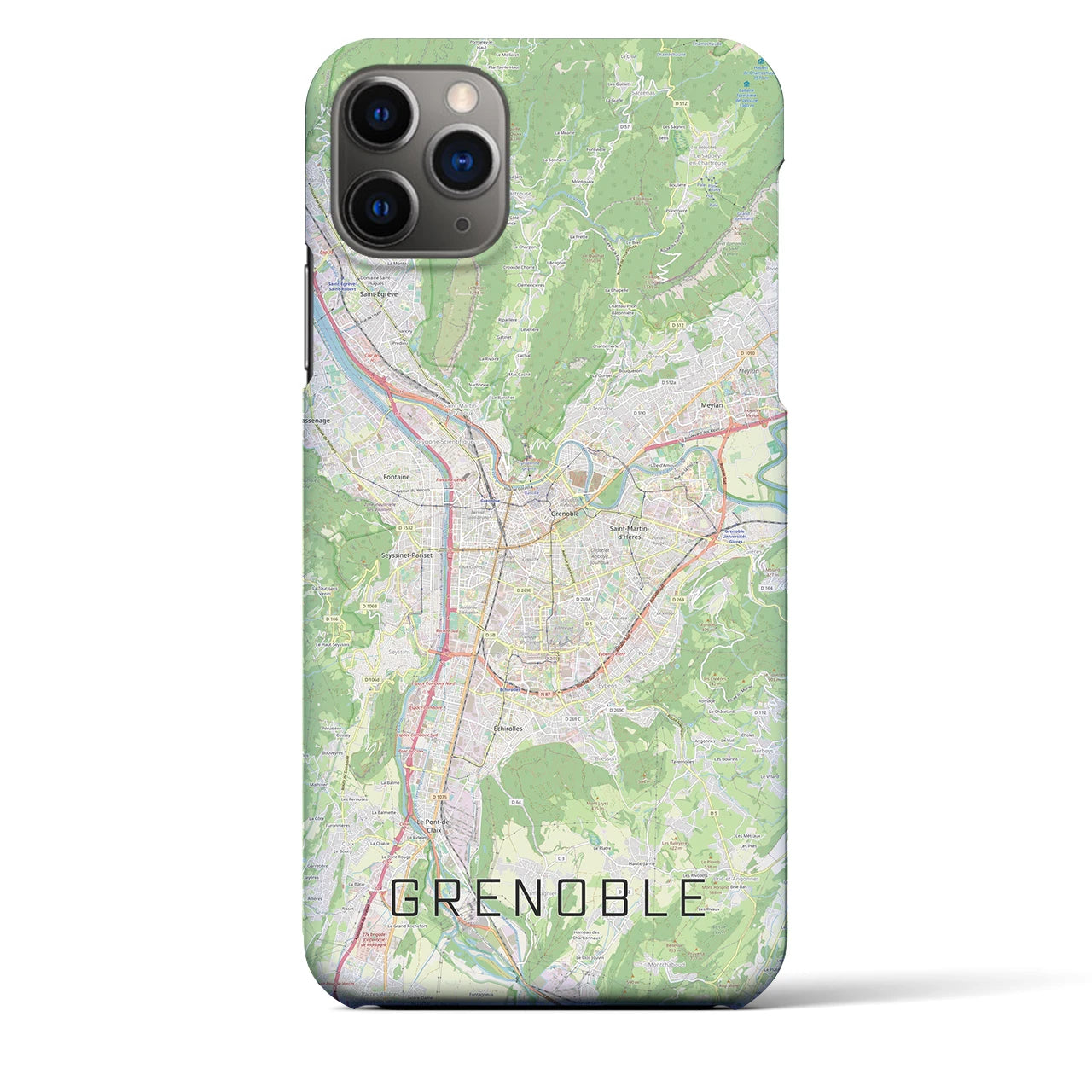 【グルノーブル】地図柄iPhoneケース（バックカバータイプ・ナチュラル）iPhone 11 Pro Max 用