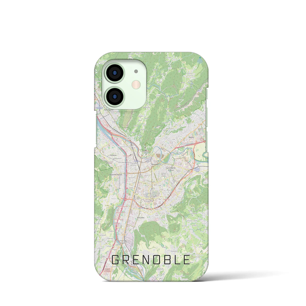 【グルノーブル】地図柄iPhoneケース（バックカバータイプ・ナチュラル）iPhone 12 mini 用