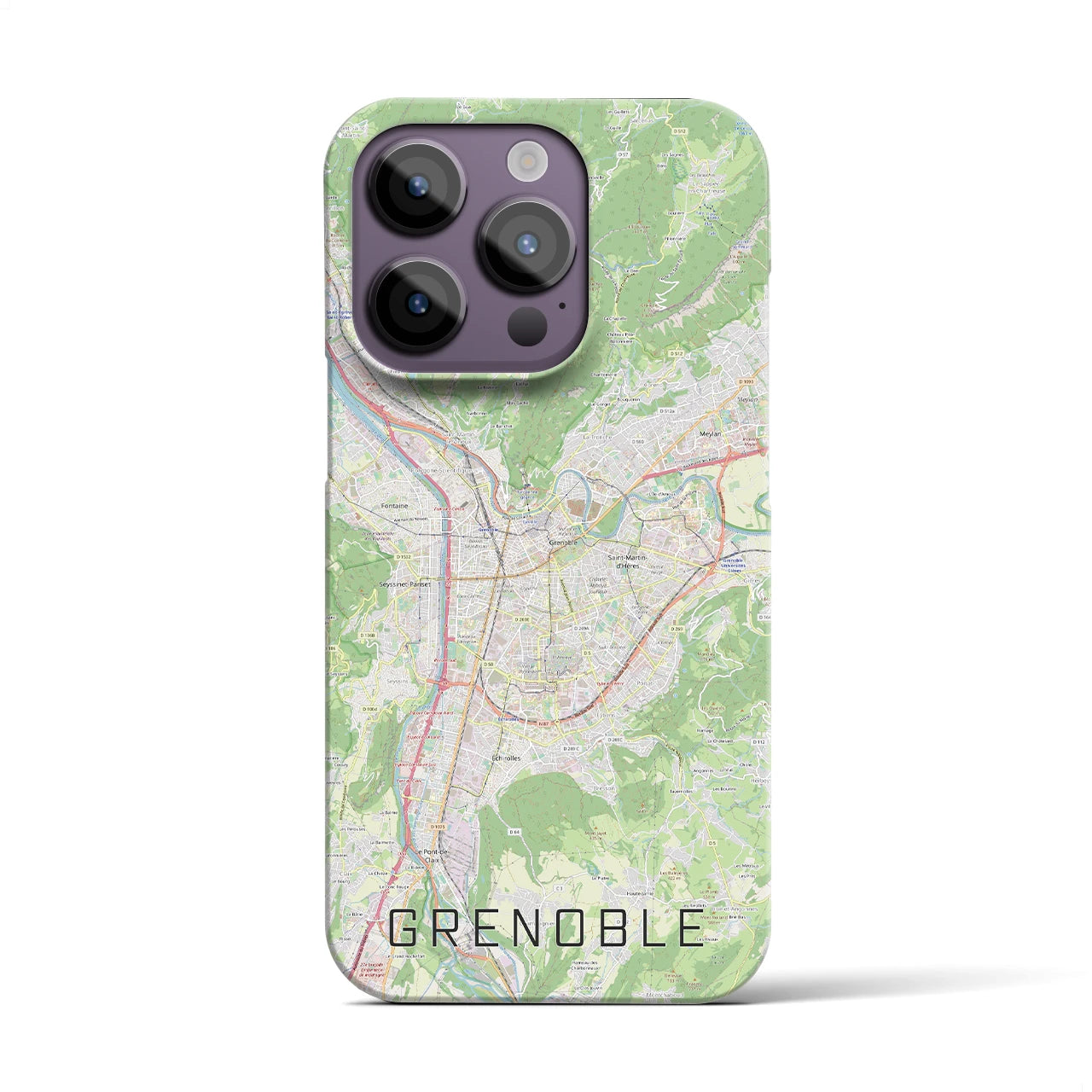 【グルノーブル】地図柄iPhoneケース（バックカバータイプ・ナチュラル）iPhone 14 Pro 用