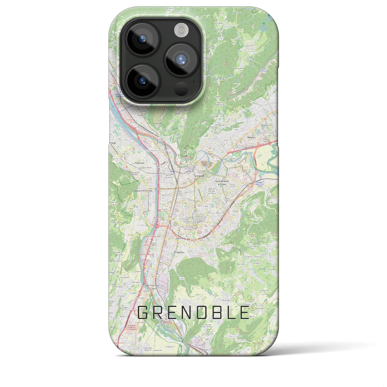 【グルノーブル】地図柄iPhoneケース（バックカバータイプ・ナチュラル）iPhone 15 Pro Max 用