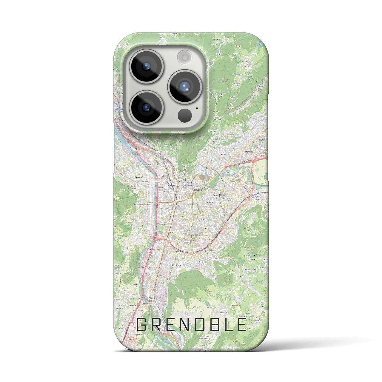 【グルノーブル】地図柄iPhoneケース（バックカバータイプ・ナチュラル）iPhone 15 Pro 用