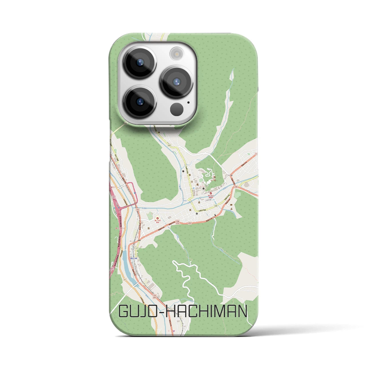 【郡上八幡】地図柄iPhoneケース（バックカバータイプ・ナチュラル）iPhone 14 Pro 用