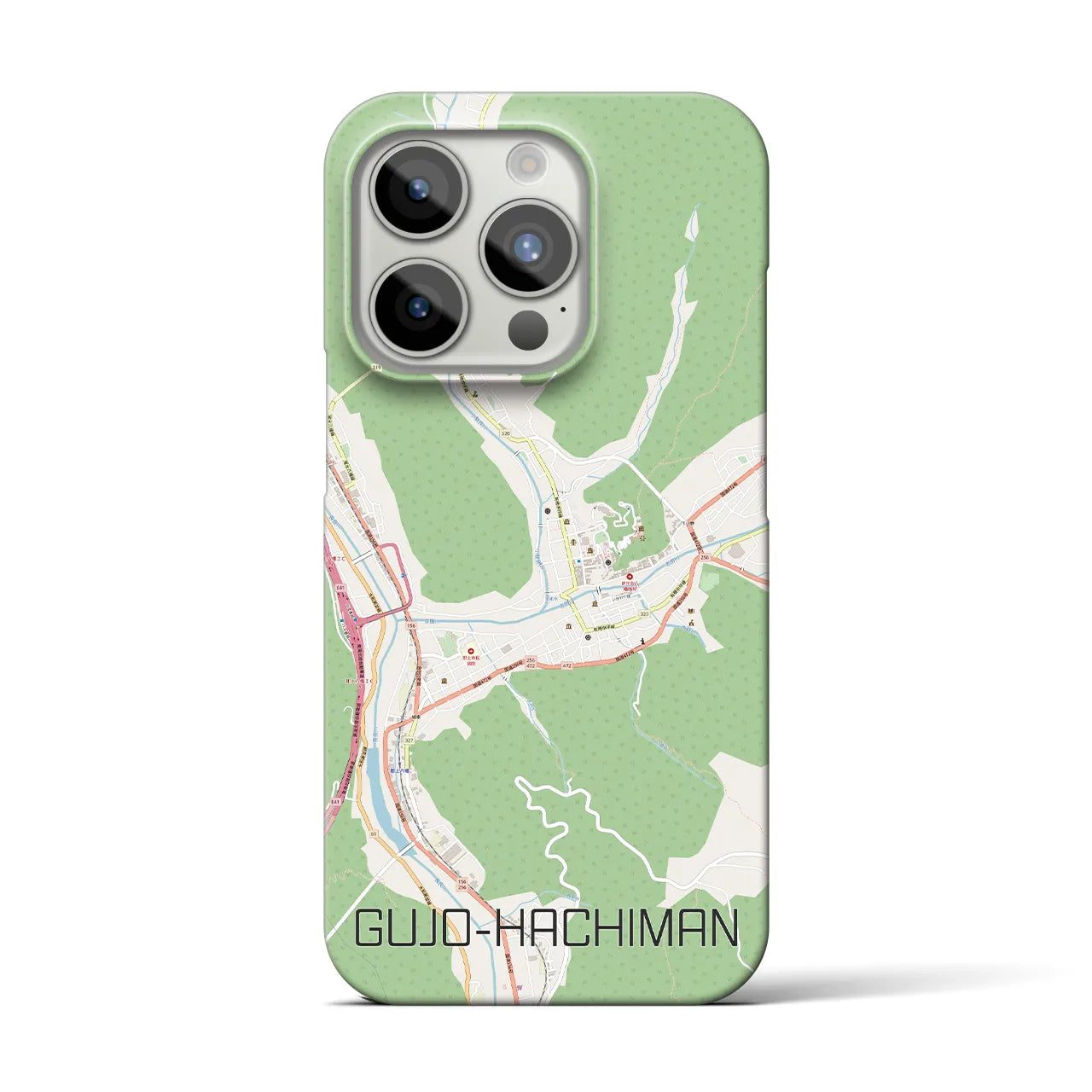 【郡上八幡】地図柄iPhoneケース（バックカバータイプ・ナチュラル）iPhone 15 Pro 用