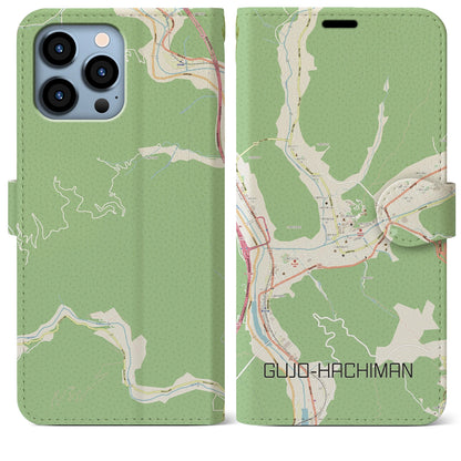 【郡上八幡（岐阜県）】地図柄iPhoneケース（手帳タイプ）ナチュラル・iPhone 13 Pro Max 用
