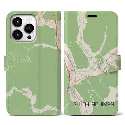 【郡上八幡（岐阜県）】地図柄iPhoneケース（手帳タイプ）ナチュラル・iPhone 13 Pro 用