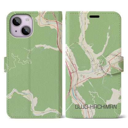 【郡上八幡（岐阜県）】地図柄iPhoneケース（手帳タイプ）ナチュラル・iPhone 14 用