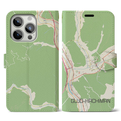 【郡上八幡（岐阜県）】地図柄iPhoneケース（手帳タイプ）ナチュラル・iPhone 15 Pro 用