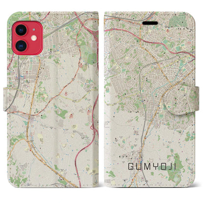 【弘明寺（神奈川県）】地図柄iPhoneケース（手帳タイプ）ナチュラル・iPhone 11 用