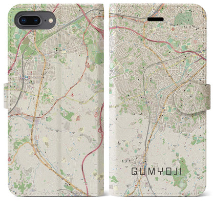 【弘明寺（神奈川県）】地図柄iPhoneケース（手帳タイプ）ナチュラル・iPhone 8Plus /7Plus / 6sPlus / 6Plus 用