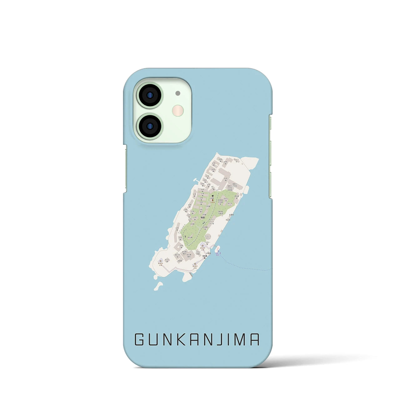【軍艦島】地図柄iPhoneケース（バックカバータイプ・ナチュラル）iPhone 12 mini 用