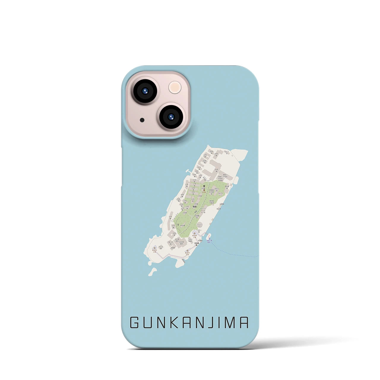 【軍艦島】地図柄iPhoneケース（バックカバータイプ・ナチュラル）iPhone 13 mini 用
