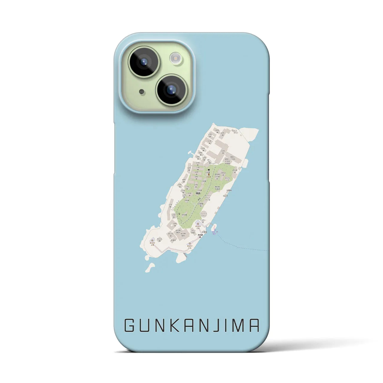 【軍艦島】地図柄iPhoneケース（バックカバータイプ・ナチュラル）iPhone 15 用