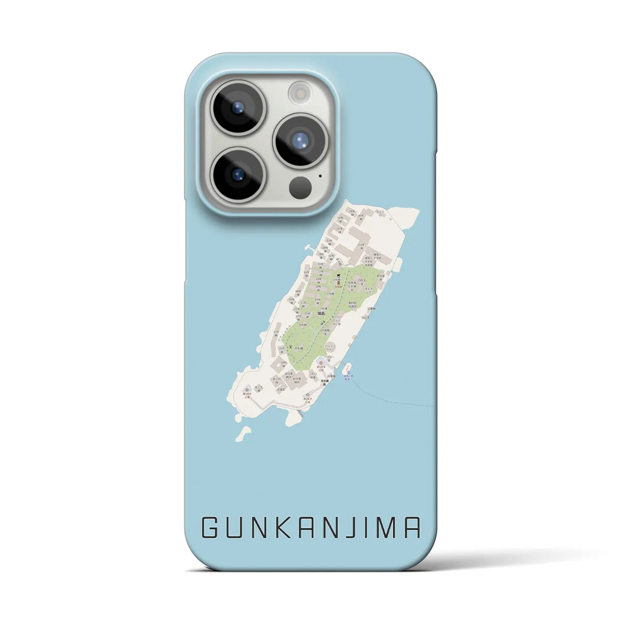 【軍艦島】地図柄iPhoneケース（バックカバータイプ・ナチュラル）iPhone 15 Pro 用
