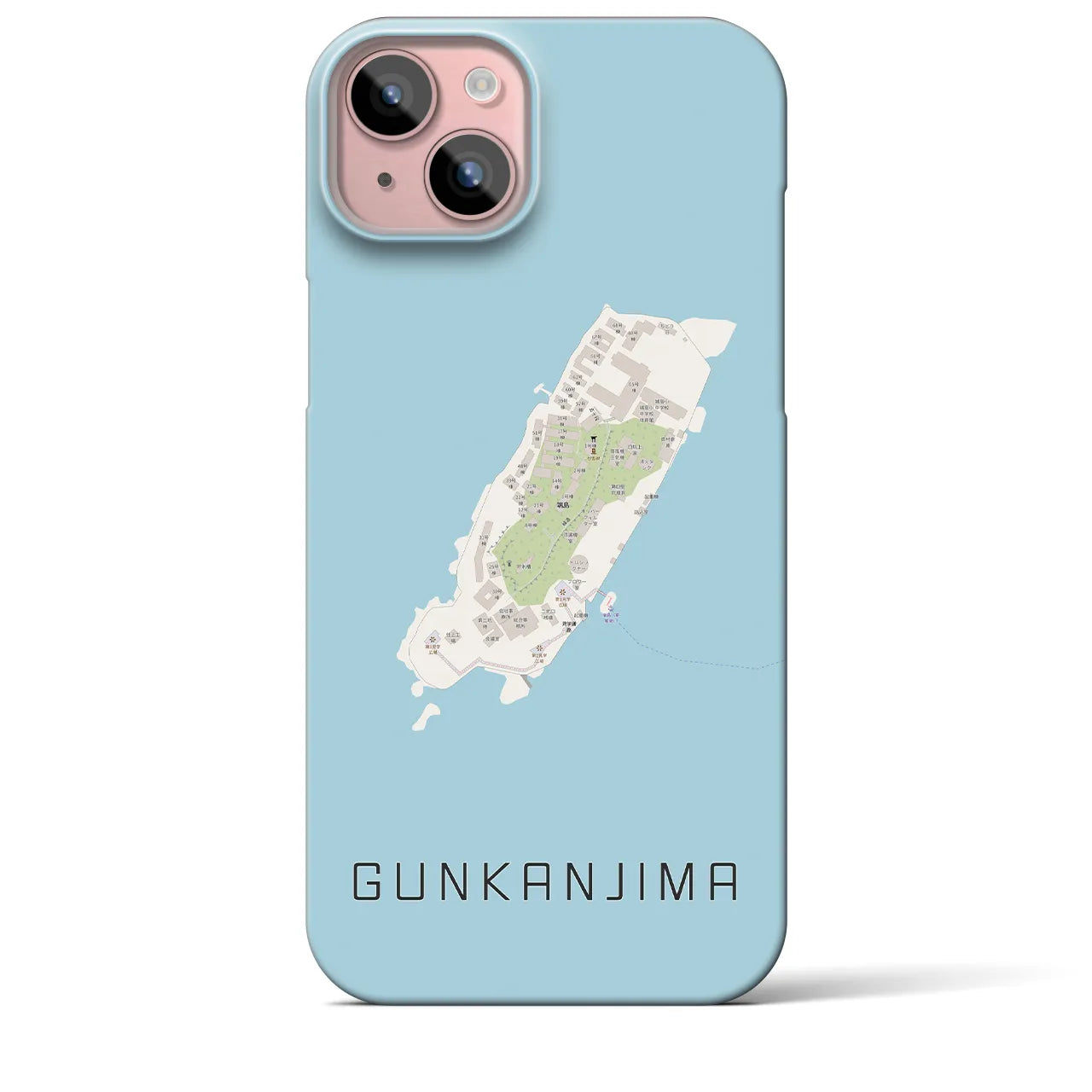【軍艦島】地図柄iPhoneケース（バックカバータイプ・ナチュラル）iPhone 15 Plus 用