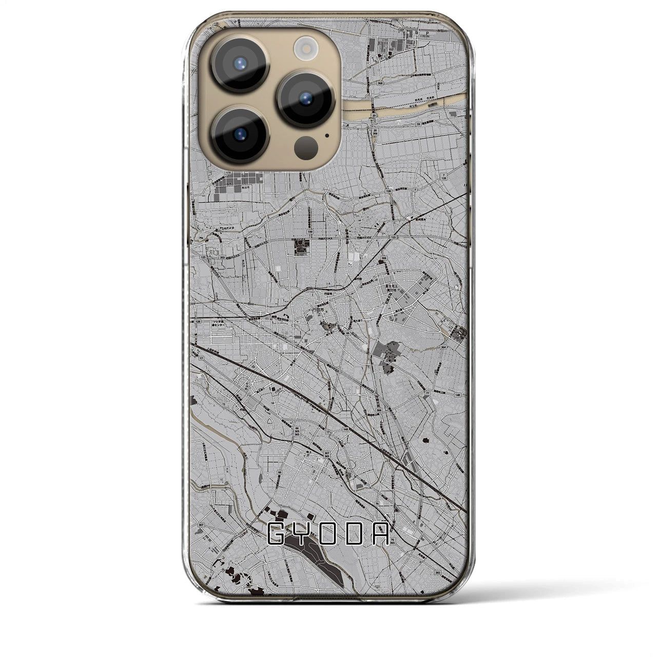 【行田】地図柄iPhoneケース（クリアタイプ・モノトーン）iPhone 14 Pro Max 用