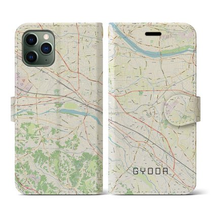 【行田（埼玉県）】地図柄iPhoneケース（手帳タイプ）ナチュラル・iPhone 11 Pro 用