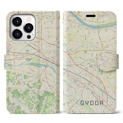 【行田（埼玉県）】地図柄iPhoneケース（手帳タイプ）ナチュラル・iPhone 13 Pro 用