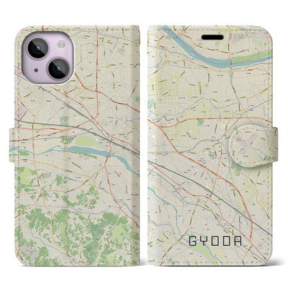 【行田（埼玉県）】地図柄iPhoneケース（手帳タイプ）ナチュラル・iPhone 14 用