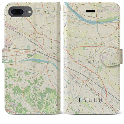 【行田（埼玉県）】地図柄iPhoneケース（手帳タイプ）ナチュラル・iPhone 8Plus /7Plus / 6sPlus / 6Plus 用