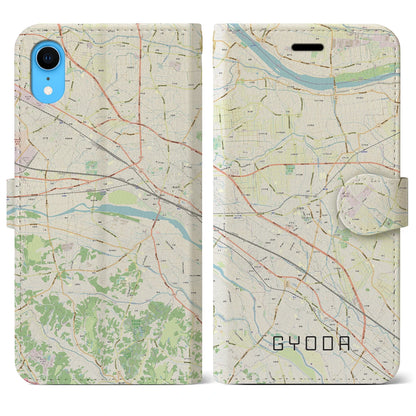 【行田（埼玉県）】地図柄iPhoneケース（手帳タイプ）ナチュラル・iPhone XR 用