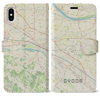 【行田（埼玉県）】地図柄iPhoneケース（手帳タイプ）ナチュラル・iPhone XS Max 用
