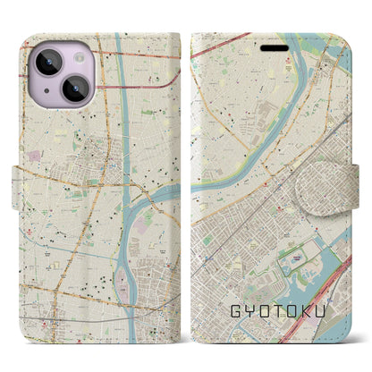 【行徳（千葉県）】地図柄iPhoneケース（手帳タイプ）ナチュラル・iPhone 14 用