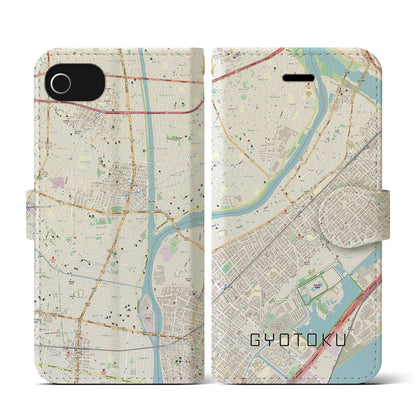 【行徳（千葉県）】地図柄iPhoneケース（手帳タイプ）ナチュラル・iPhone SE（第3 / 第2世代） / 8 / 7 / 6s / 6 用