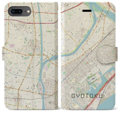 【行徳（千葉県）】地図柄iPhoneケース（手帳タイプ）ナチュラル・iPhone 8Plus /7Plus / 6sPlus / 6Plus 用