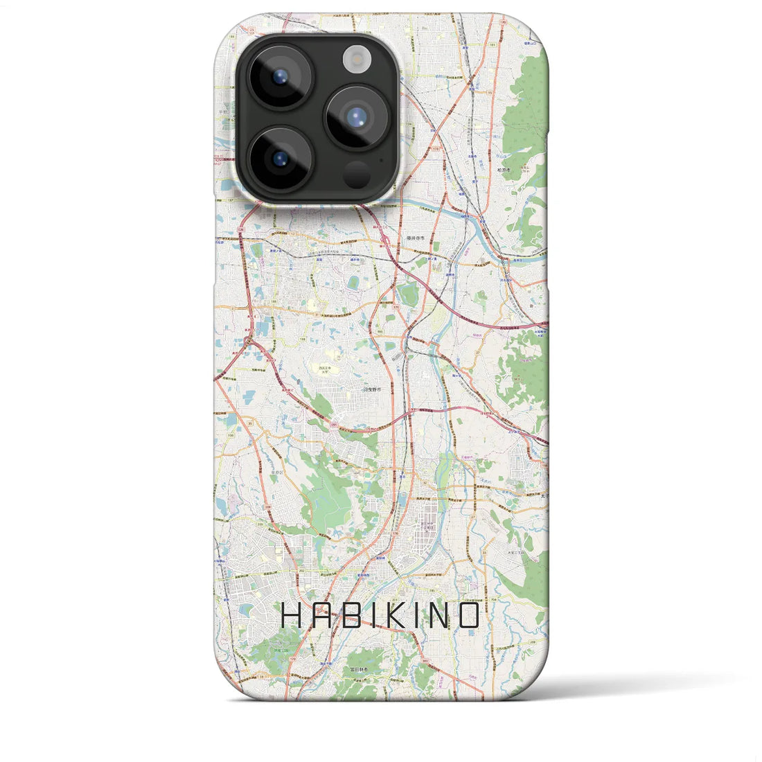 【羽曳野】地図柄iPhoneケース（バックカバータイプ・ナチュラル）iPhone 15 Pro Max 用