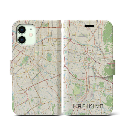 【羽曳野（大阪府）】地図柄iPhoneケース（手帳タイプ）ナチュラル・iPhone 12 mini 用