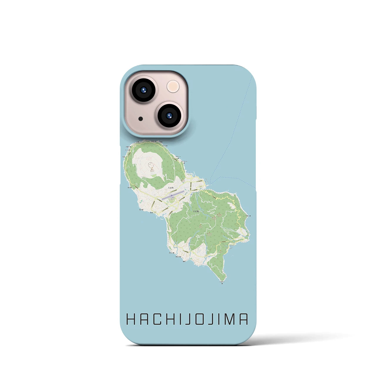 【八丈島】地図柄iPhoneケース（バックカバータイプ・ナチュラル）iPhone 13 mini 用
