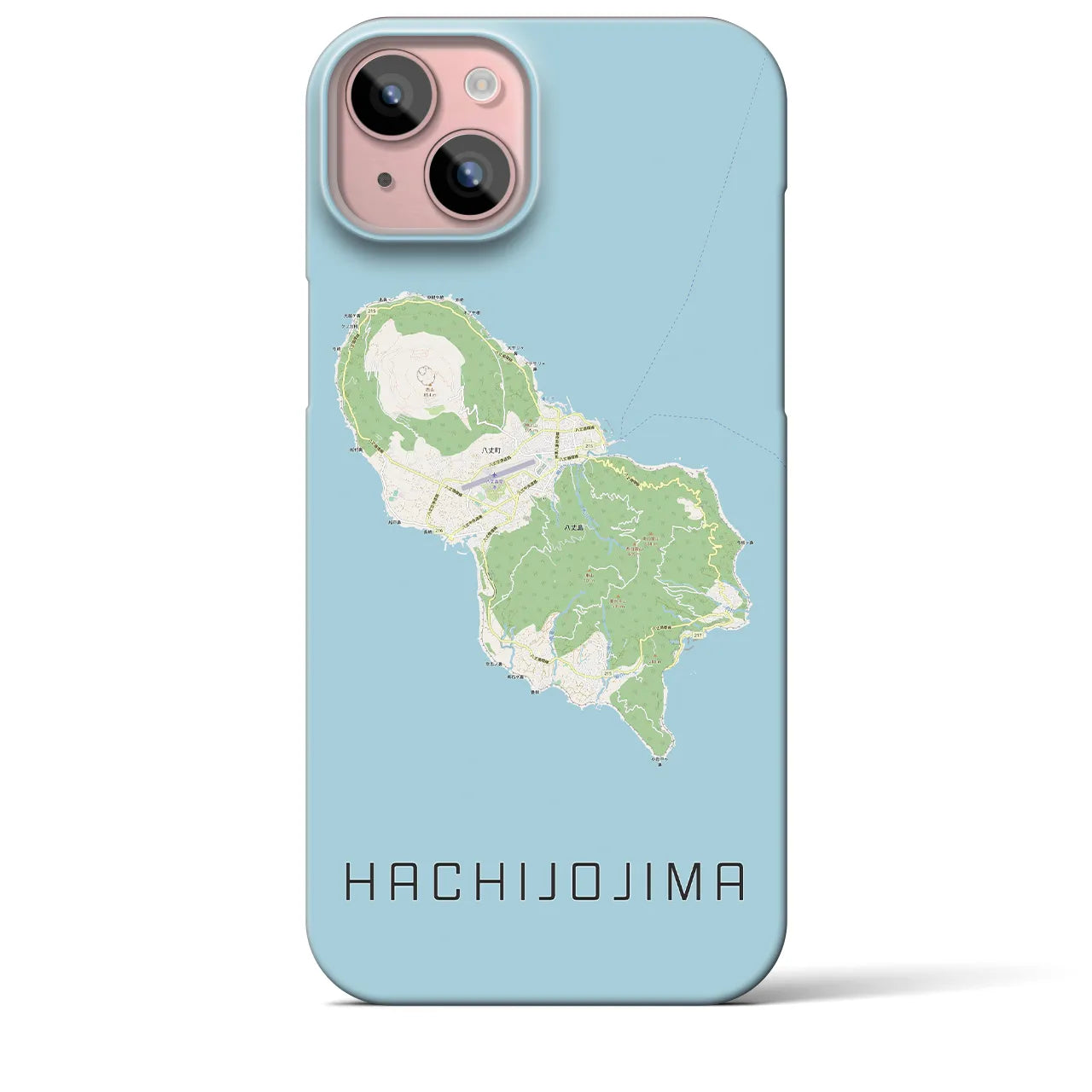 【八丈島】地図柄iPhoneケース（バックカバータイプ・ナチュラル）iPhone 15 Plus 用