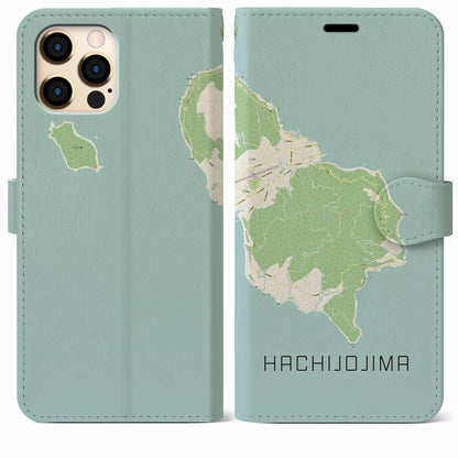 【八丈島（東京都）】地図柄iPhoneケース（手帳タイプ）ナチュラル・iPhone 12 Pro Max 用