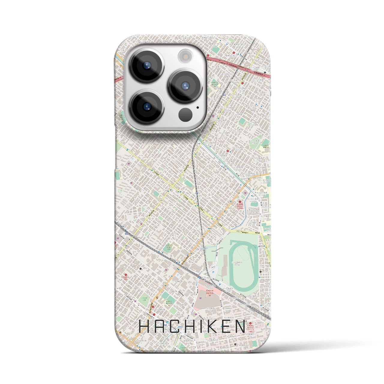 【八軒】地図柄iPhoneケース（バックカバータイプ・ナチュラル）iPhone 14 Pro 用