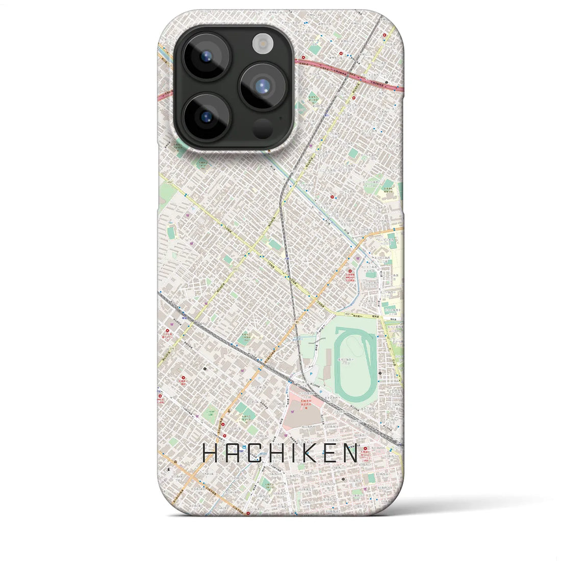 【八軒】地図柄iPhoneケース（バックカバータイプ・ナチュラル）iPhone 15 Pro Max 用