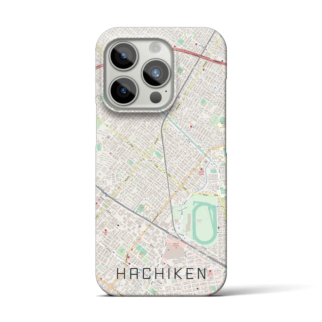 【八軒】地図柄iPhoneケース（バックカバータイプ・ナチュラル）iPhone 15 Pro 用