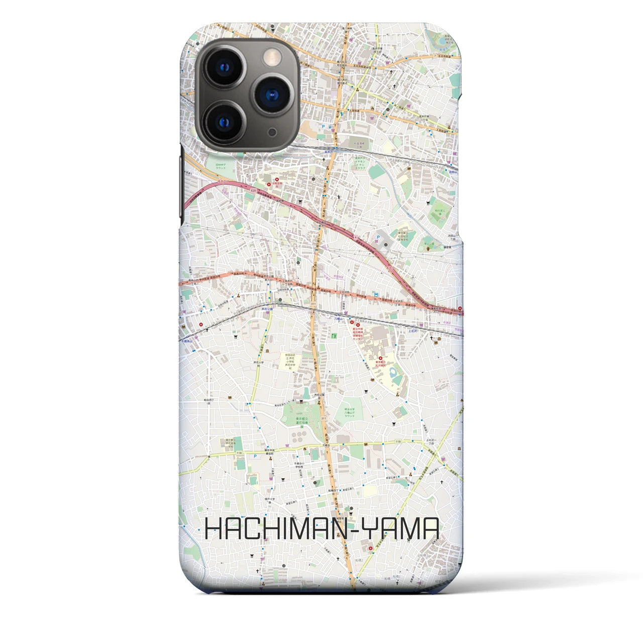 【八幡山】地図柄iPhoneケース（バックカバータイプ・ナチュラル）iPhone 11 Pro Max 用