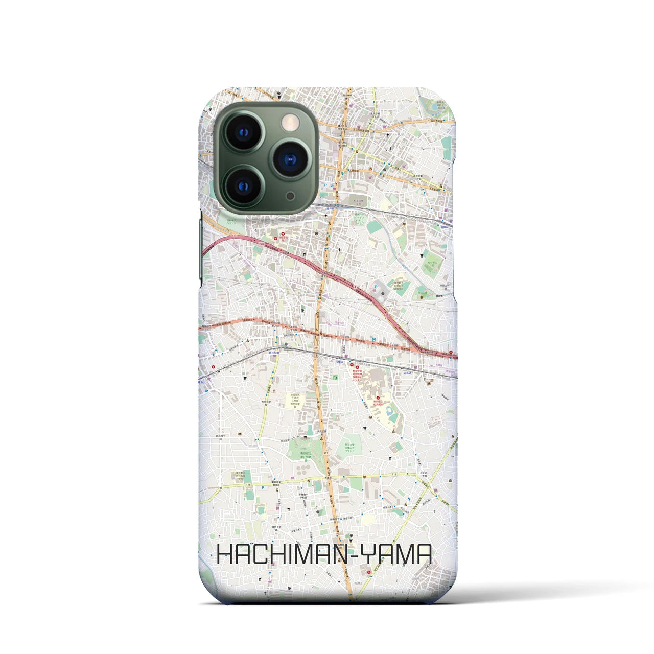 【八幡山】地図柄iPhoneケース（バックカバータイプ・ナチュラル）iPhone 11 Pro 用