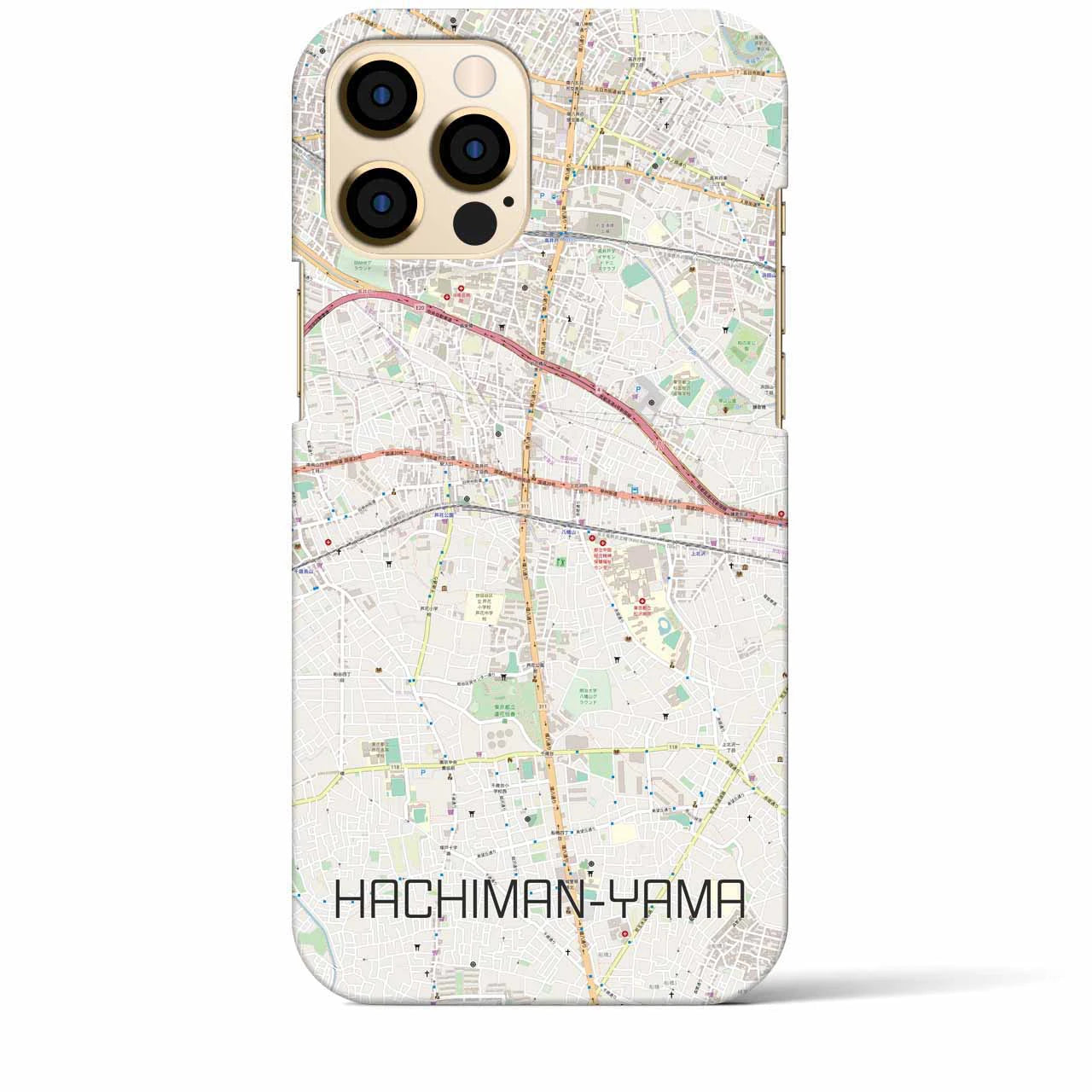【八幡山】地図柄iPhoneケース（バックカバータイプ・ナチュラル）iPhone 12 Pro Max 用