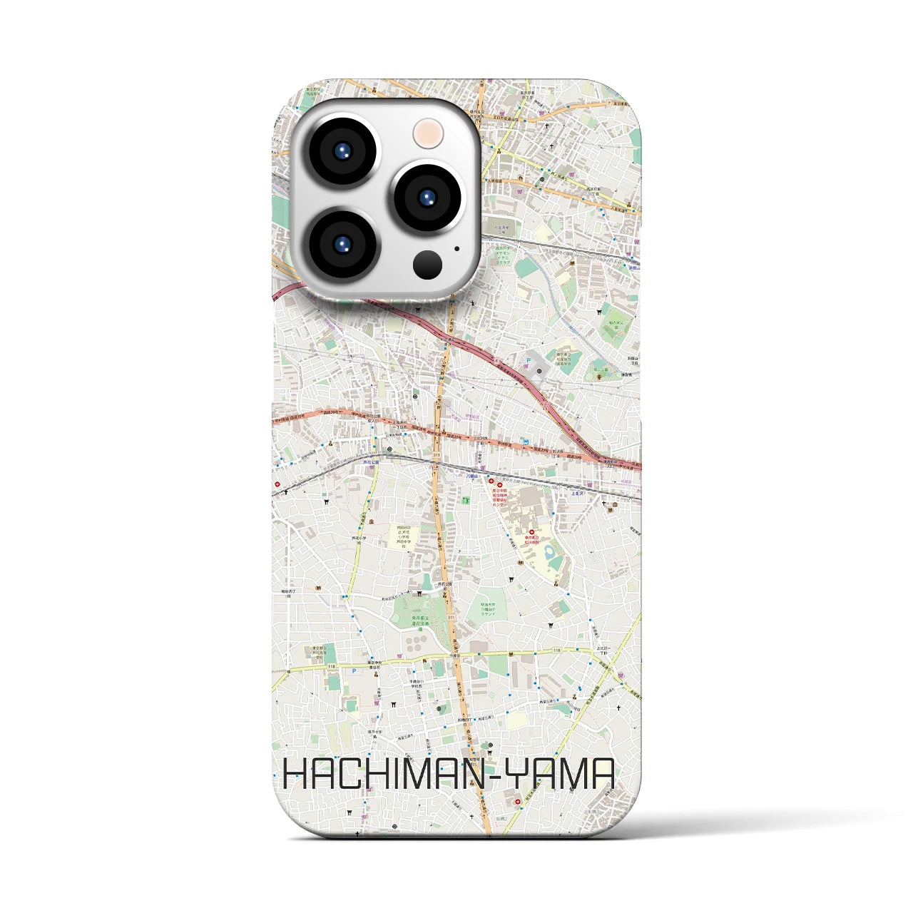 【八幡山】地図柄iPhoneケース（バックカバータイプ・ナチュラル）iPhone 13 Pro 用