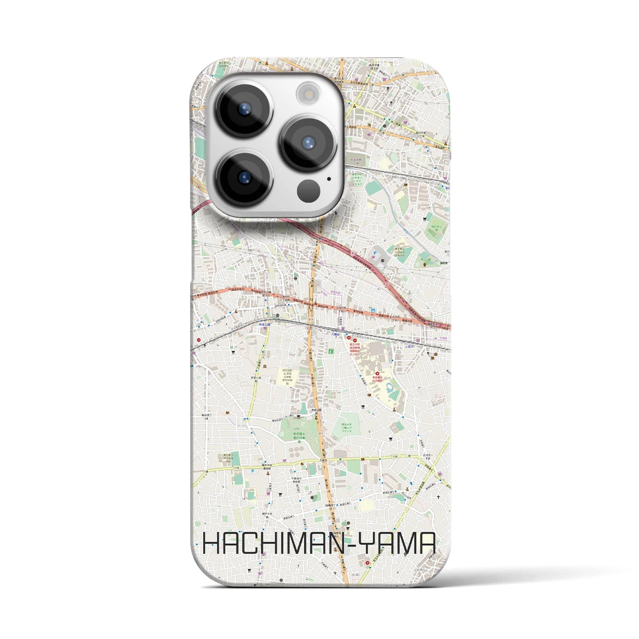 【八幡山】地図柄iPhoneケース（バックカバータイプ・ナチュラル）iPhone 14 Pro 用