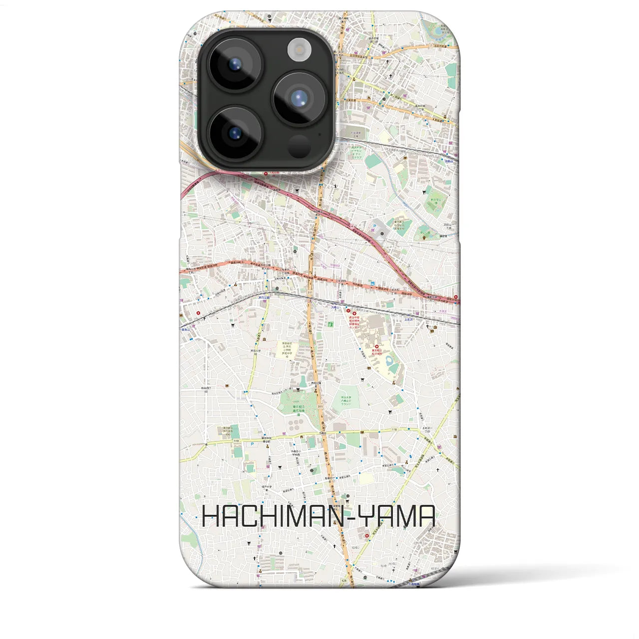 【八幡山】地図柄iPhoneケース（バックカバータイプ・ナチュラル）iPhone 15 Pro Max 用