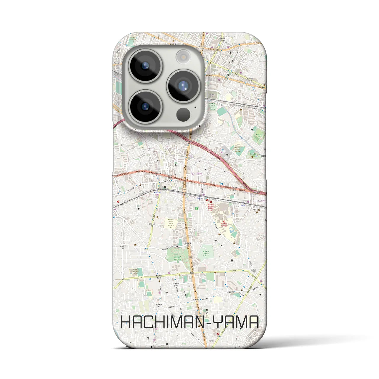 【八幡山】地図柄iPhoneケース（バックカバータイプ・ナチュラル）iPhone 15 Pro 用