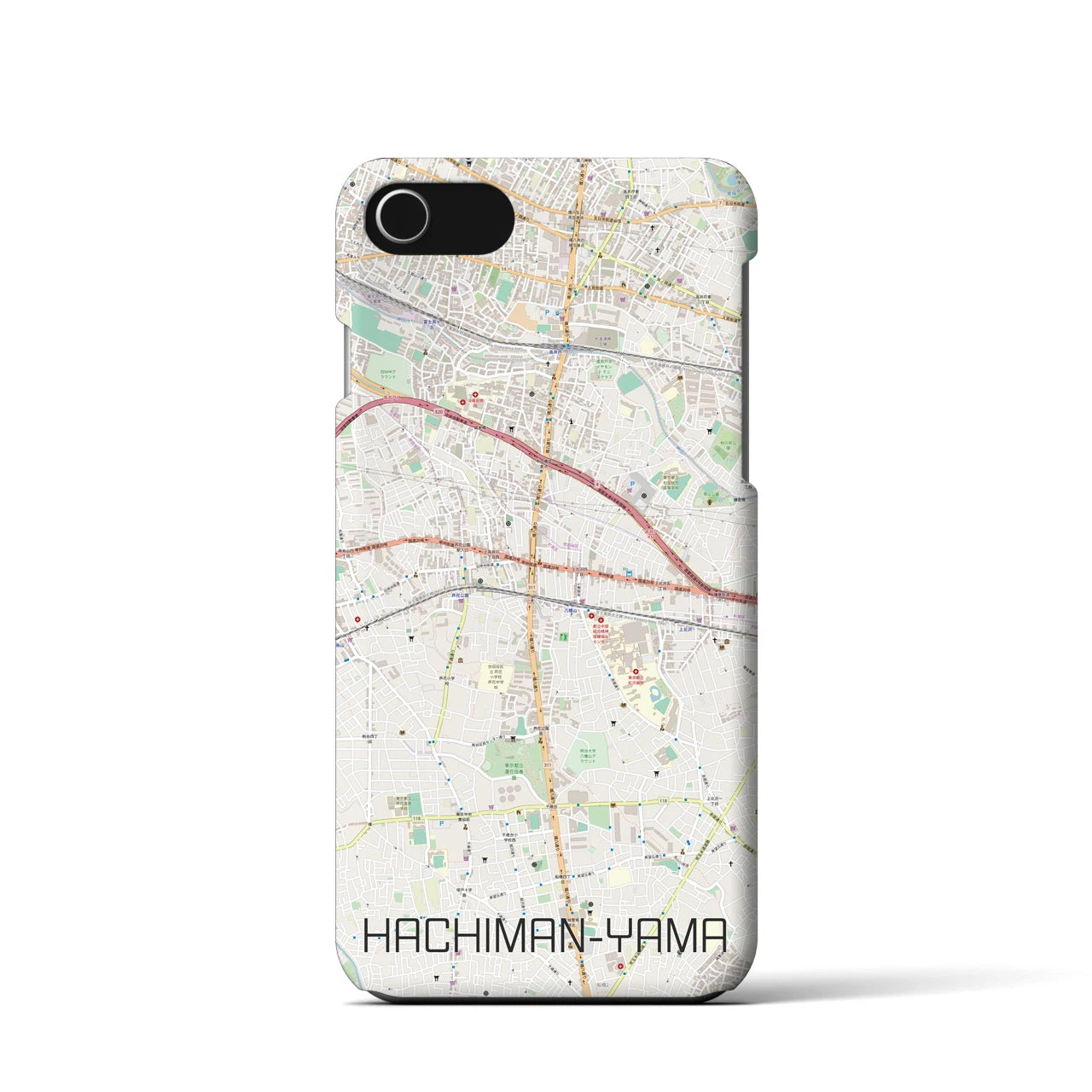 【八幡山】地図柄iPhoneケース（バックカバータイプ・ナチュラル）iPhone SE（第3 / 第2世代） / 8 / 7 / 6s / 6 用