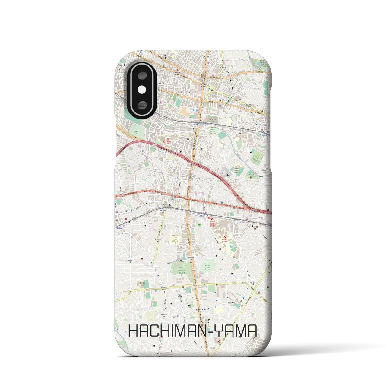 【八幡山】地図柄iPhoneケース（バックカバータイプ・ナチュラル）iPhone XS / X 用