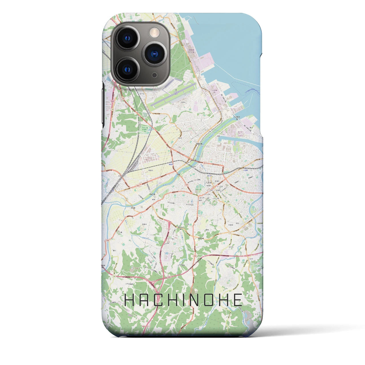 【八戸】地図柄iPhoneケース（バックカバータイプ・ナチュラル）iPhone 11 Pro Max 用