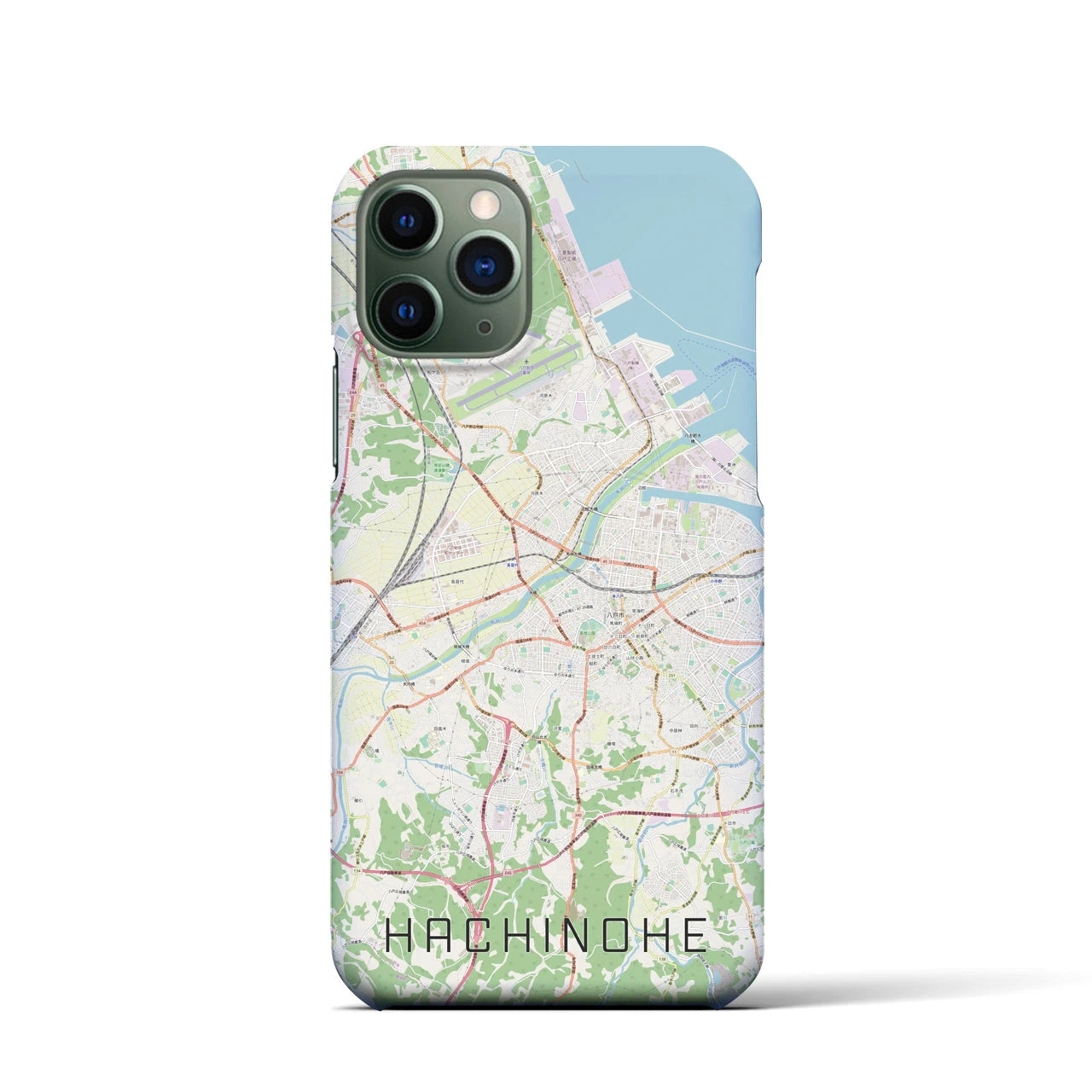 【八戸】地図柄iPhoneケース（バックカバータイプ・ナチュラル）iPhone 11 Pro 用